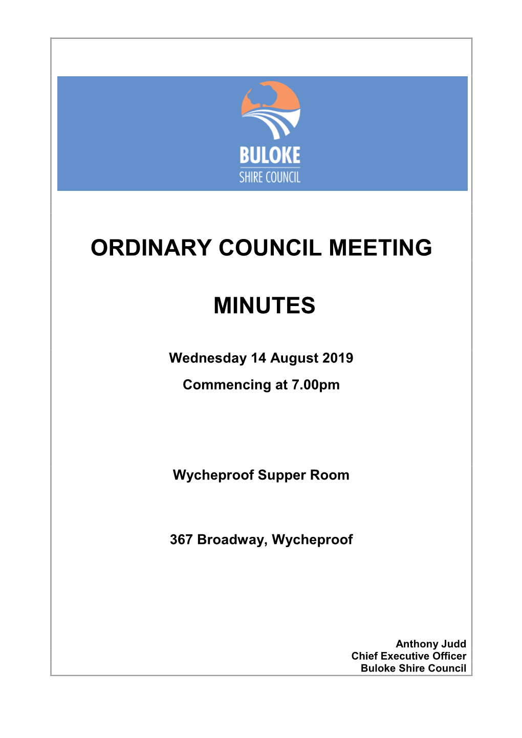 Minutes of Ordinary Meeting