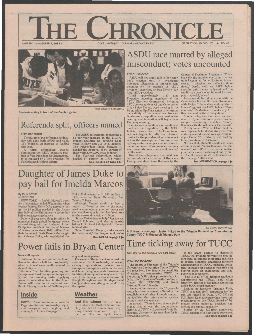 The Chronicle Thursday, November 3, 1988 « Duke University Durham
