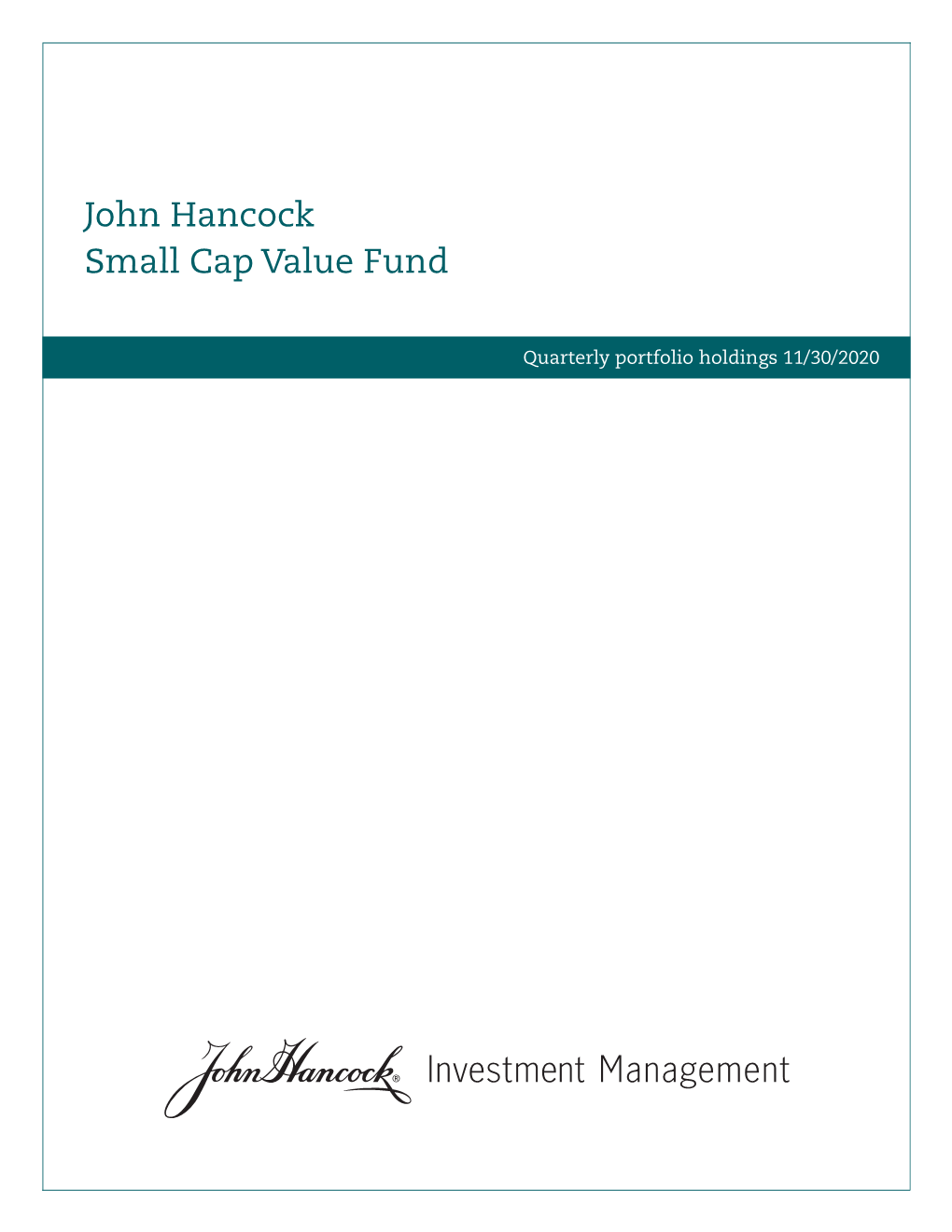 John Hancock Small Cap Value Fund