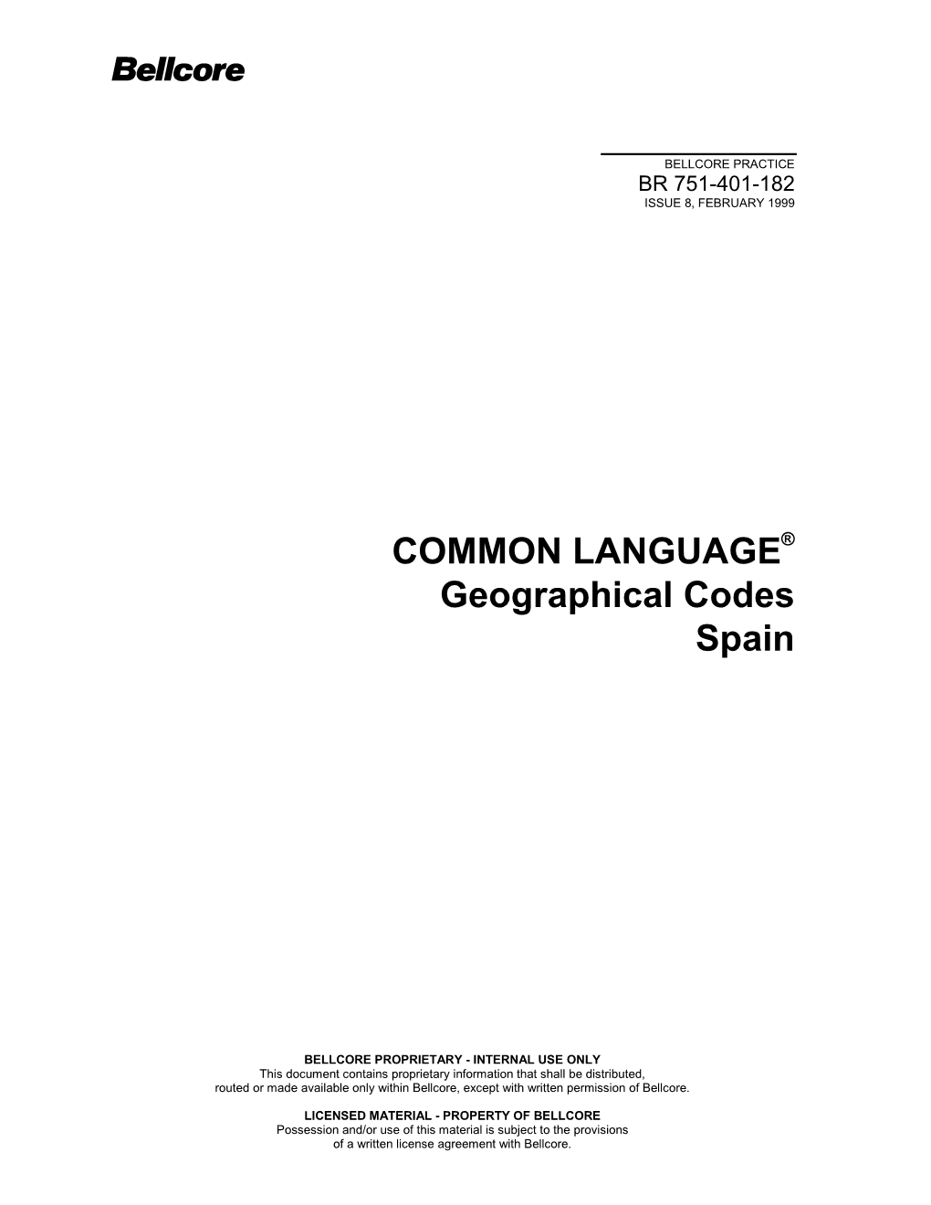 Common Language(R) Geographical Codes Spain