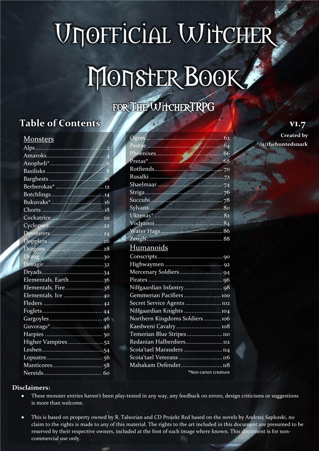 Unofficial Monster Book V1.7