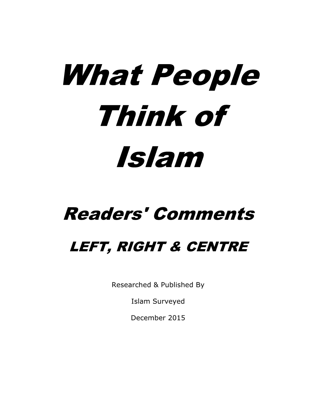 What People Think of Islam