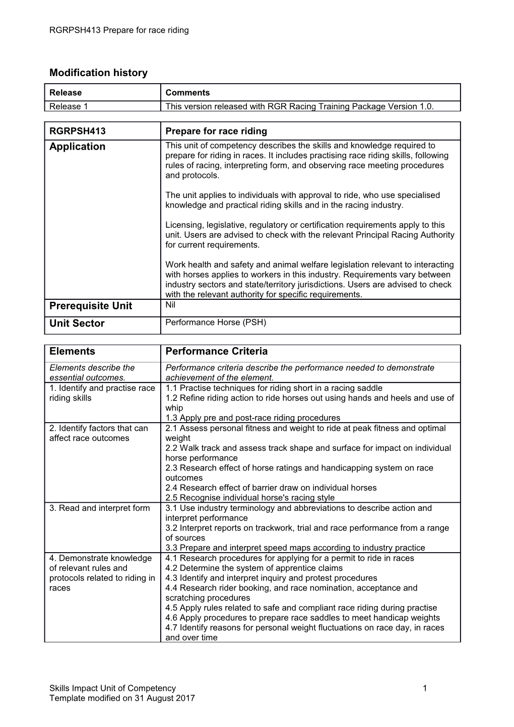 Skills Impact Unit of Competency Template s1