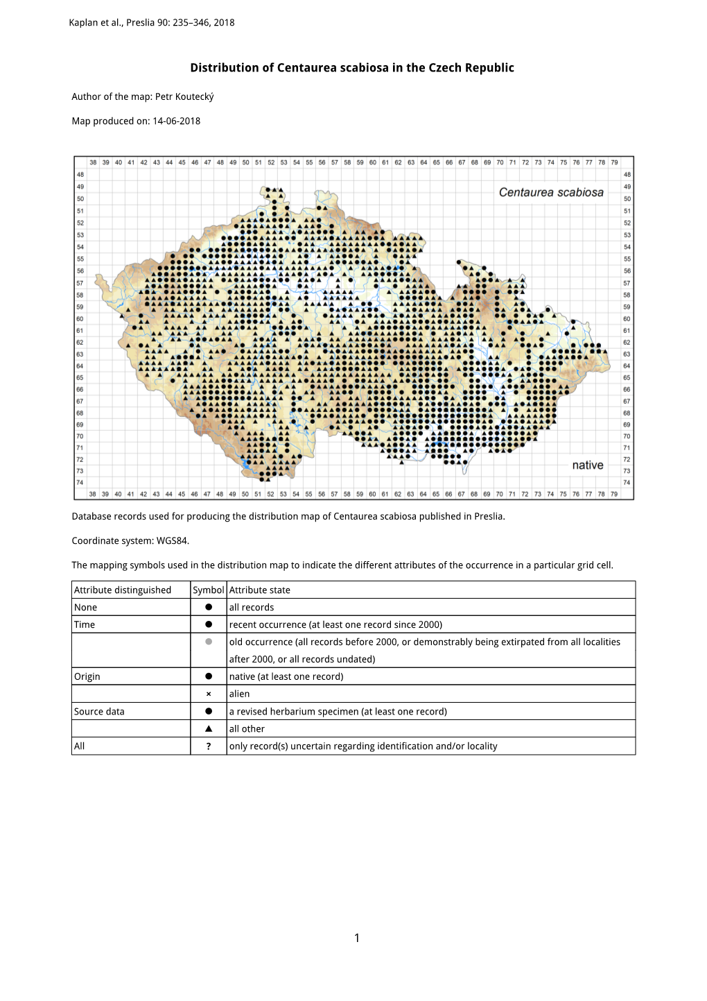 1 Distribution of Centaurea Scabiosa in the Czech Republic