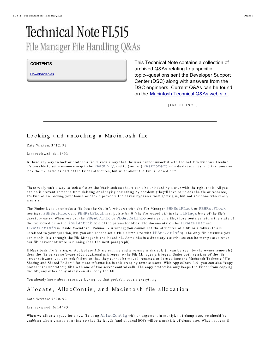 Locking and Unlocking a Macintosh File Allocate, Alloccontig, And