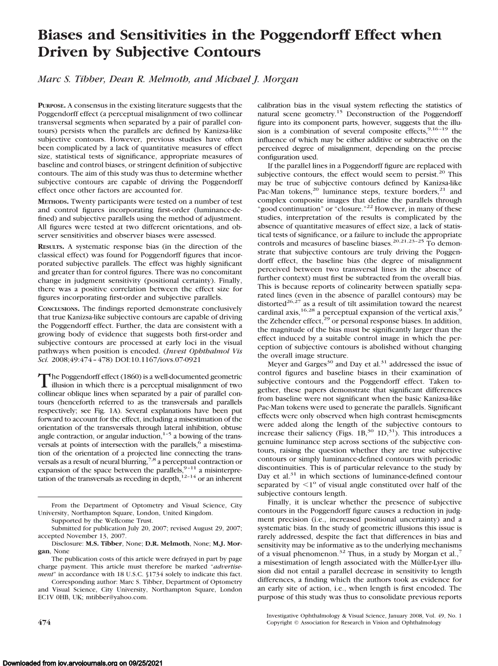 Biases and Sensitivities in the Poggendorff Effect When Driven by Subjective Contours