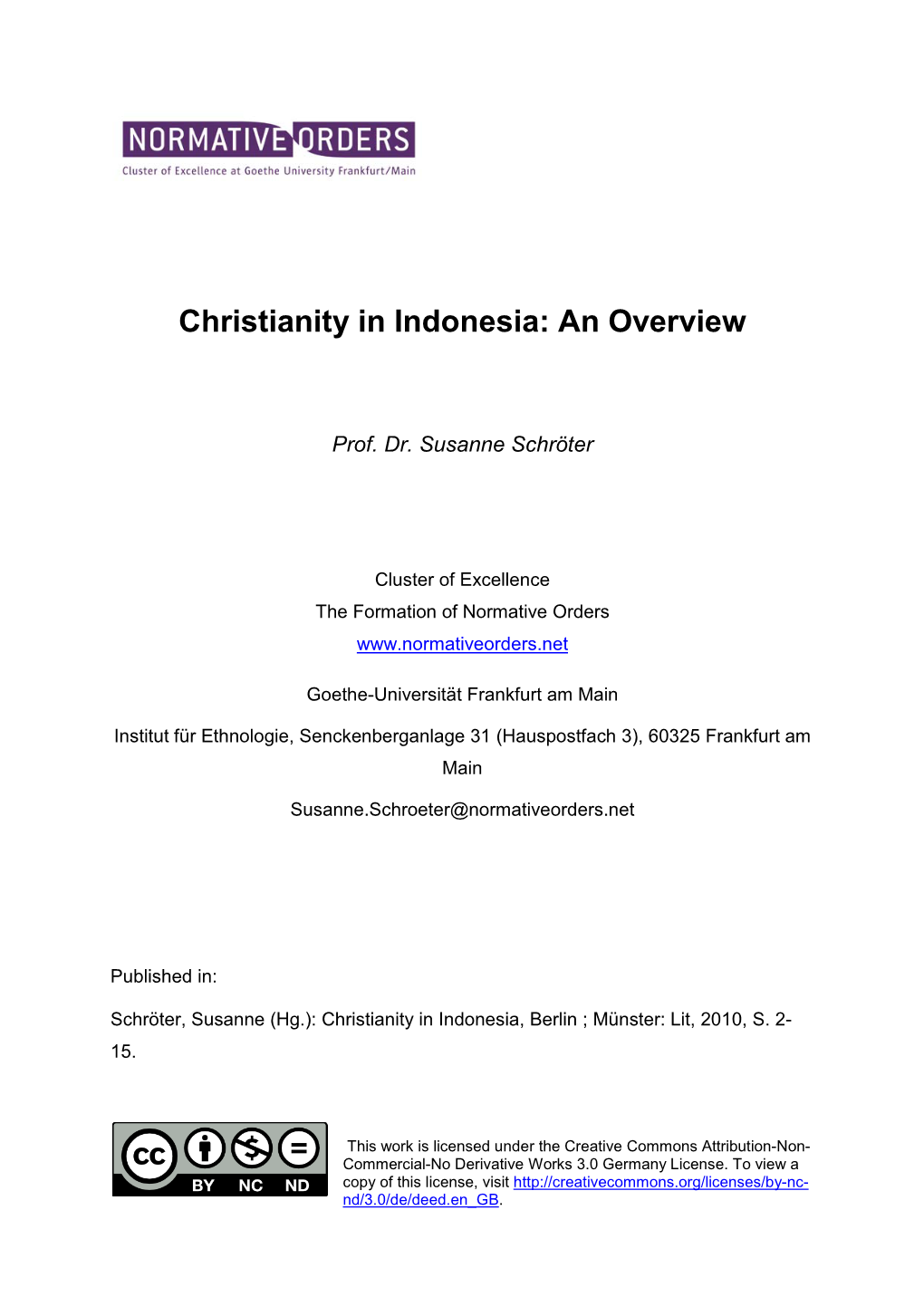 Christianity in Indonesia: an Overview