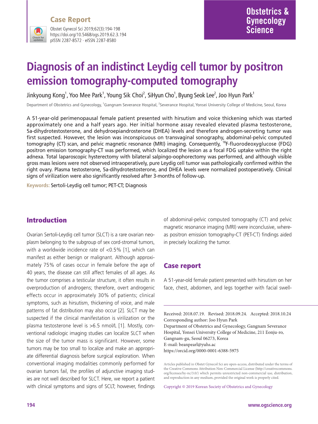 Diagnosis of an Indistinct Leydig Cell Tumor by Positron Emission