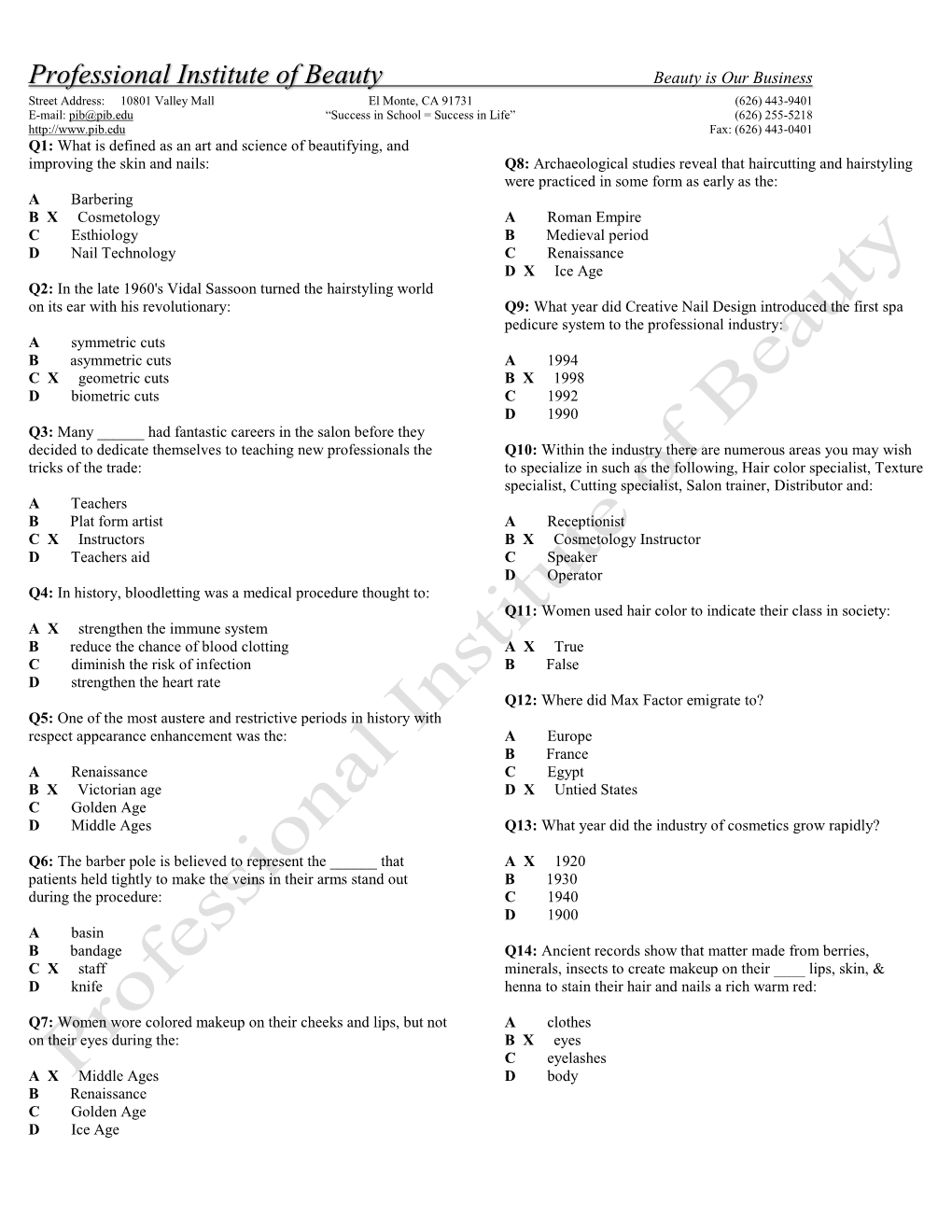 Final Exam B