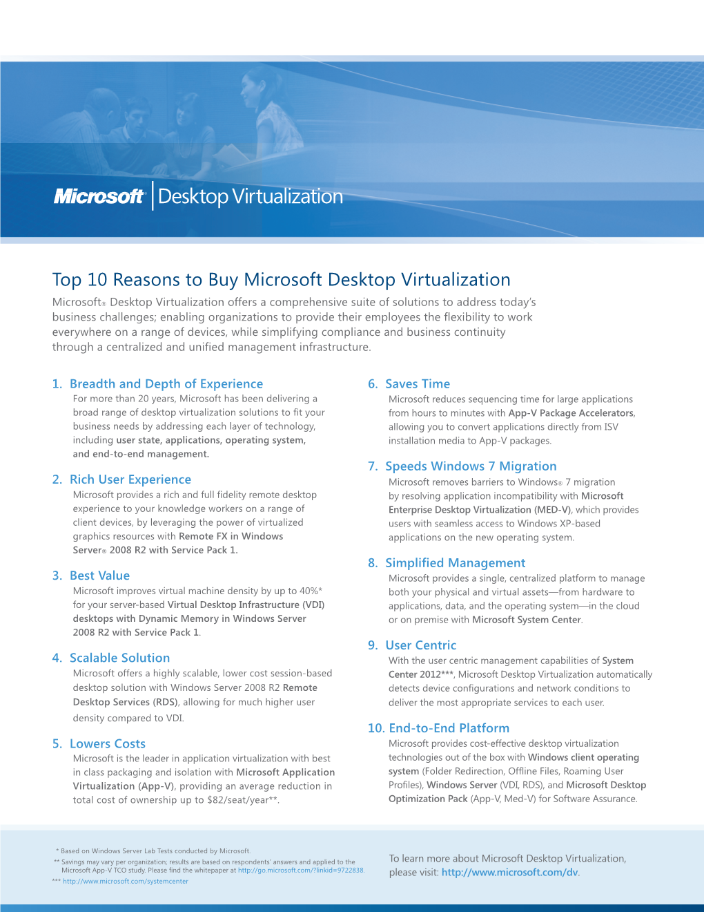 Top 10 Reasons to Buy Microsoft Desktop Virtualization