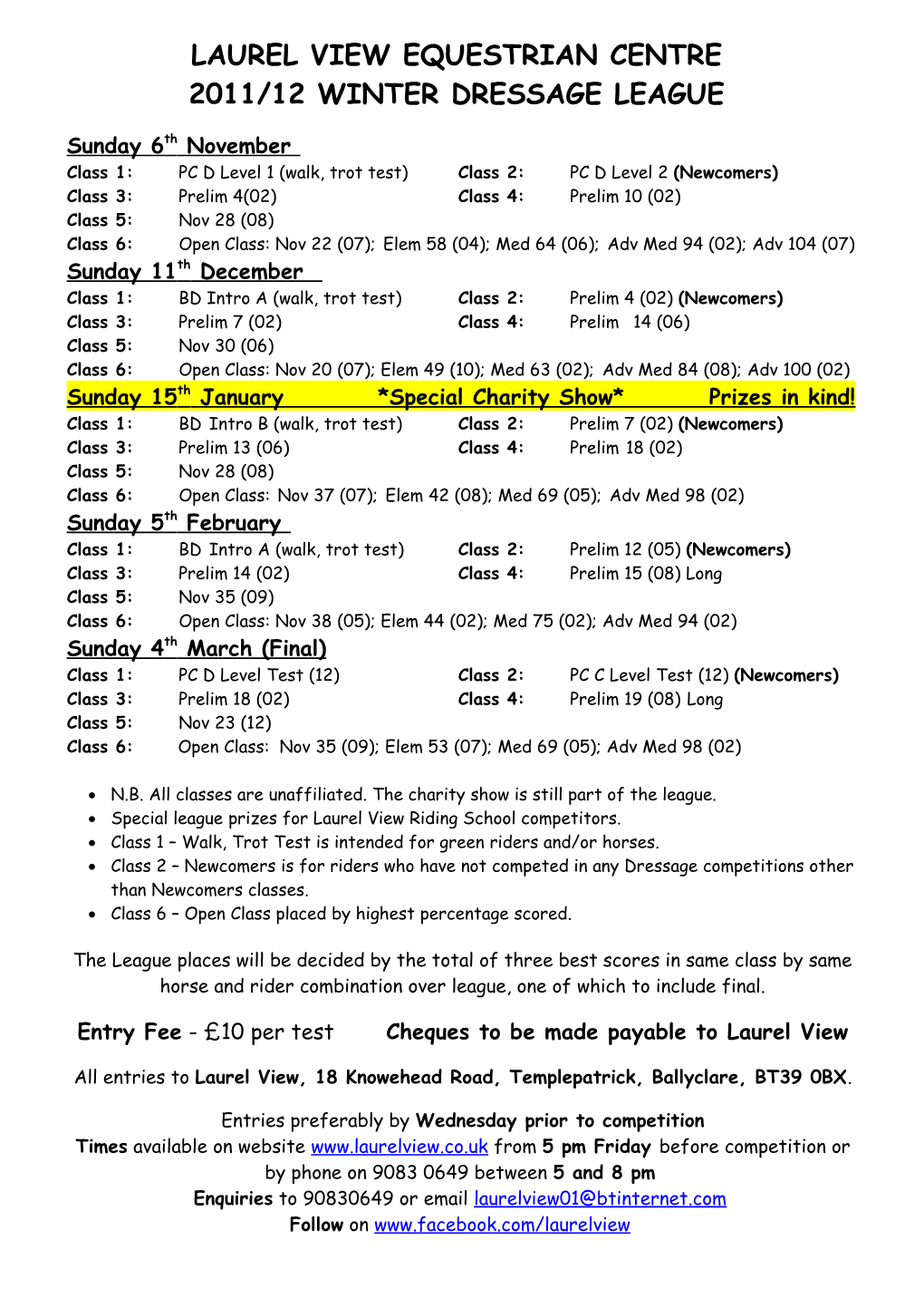 Laurel View Dressage Show Schedule