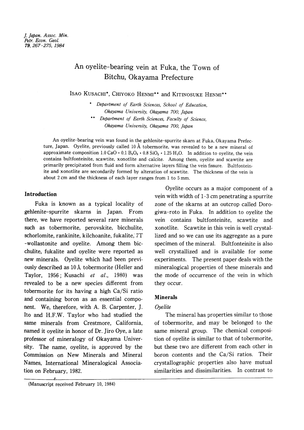 J. Japan. Assoc. Min. Petr. Econ. Geol. 79, 267-275,1984