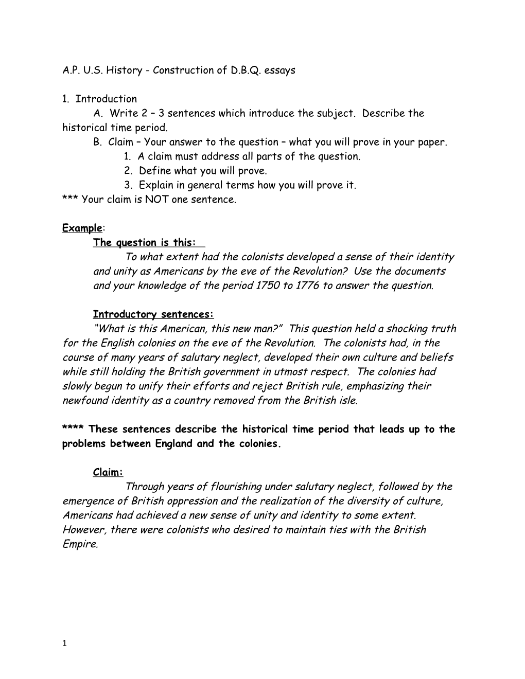 A. Write 2 3 Sentences Which Introduce the Subject. Describe the Historical Time Period