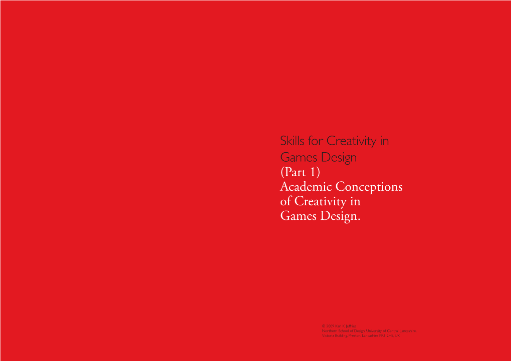 Academic Conceptions of Creativity in Games Design