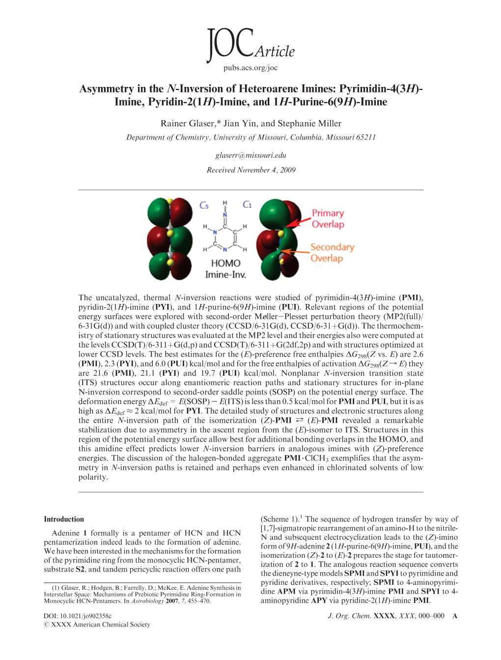 Asymmetry in the N-Inversion of Heteroarene Imines: Pyrimidin-4(3H)- Imine, Pyridin-2(1H)-Imine, and 1H-Purine-6(9H)-Imine