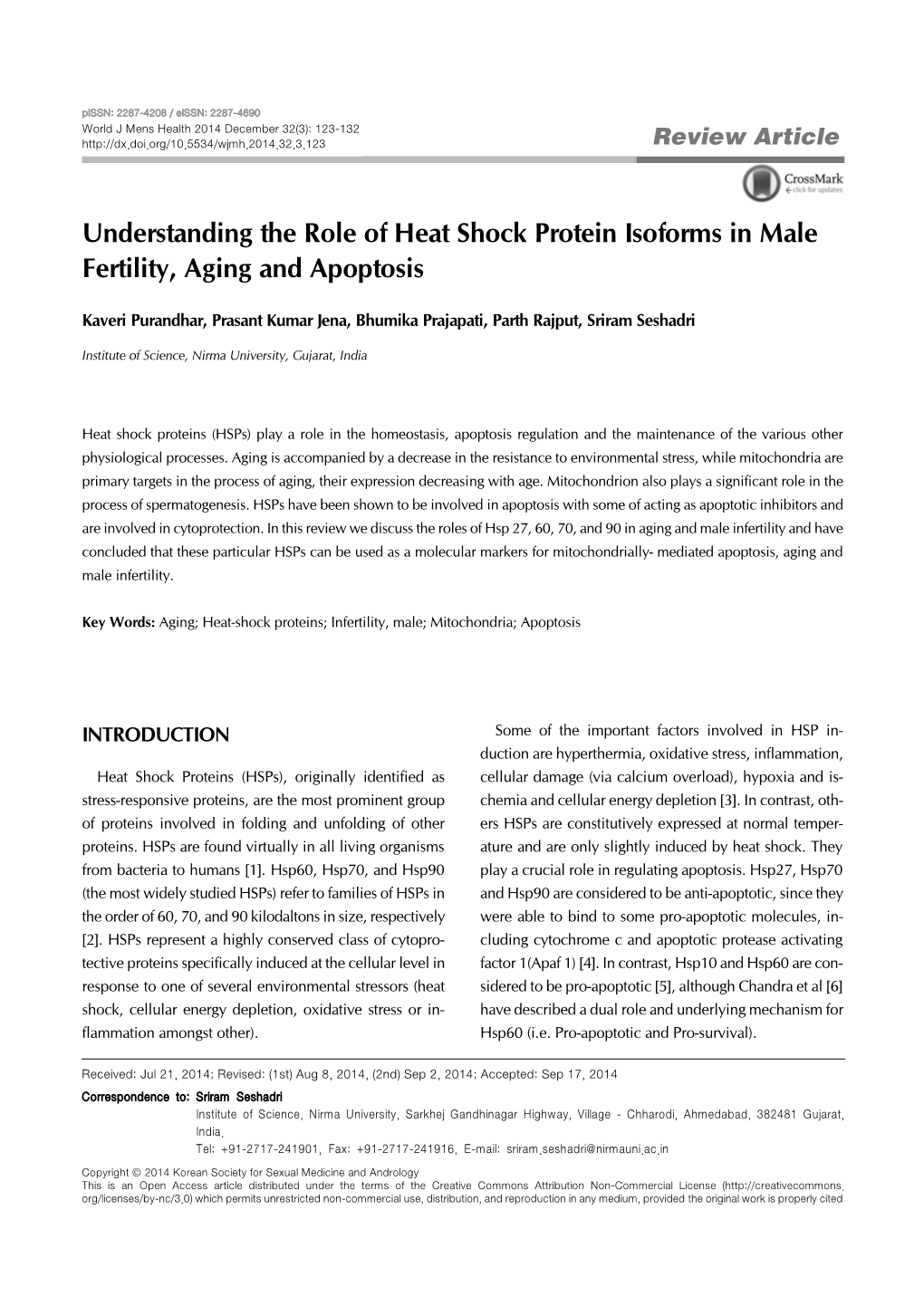 Understanding the Role of Heat Shock Protein Isoforms in Male Fertility, Aging and Apoptosis