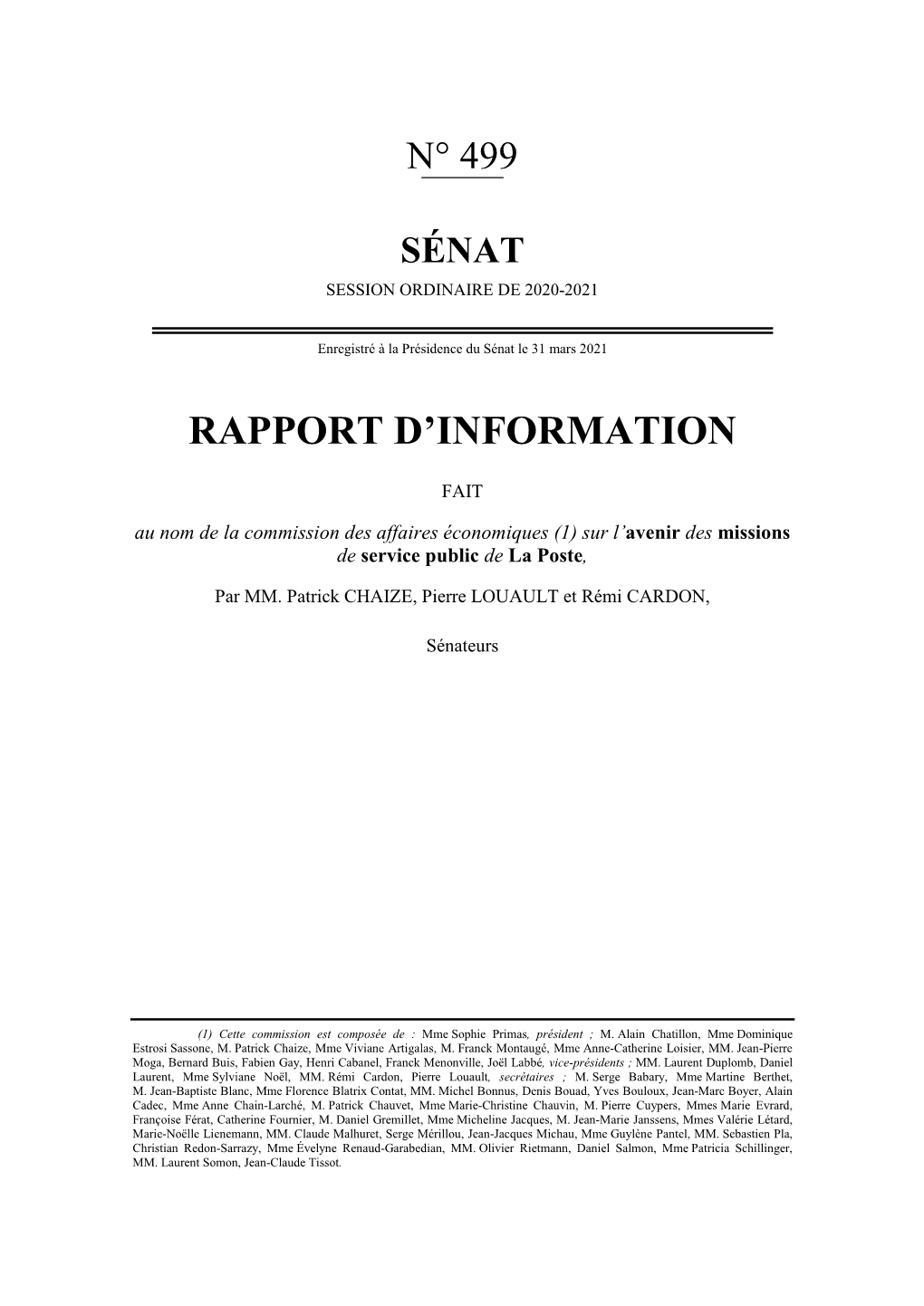 Rapport D'information