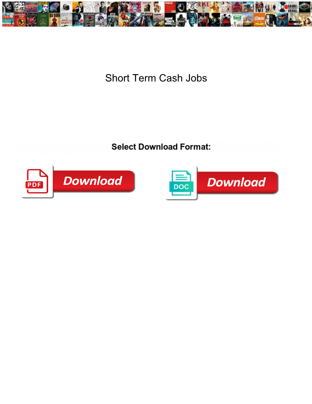 Short Term Cash Jobs