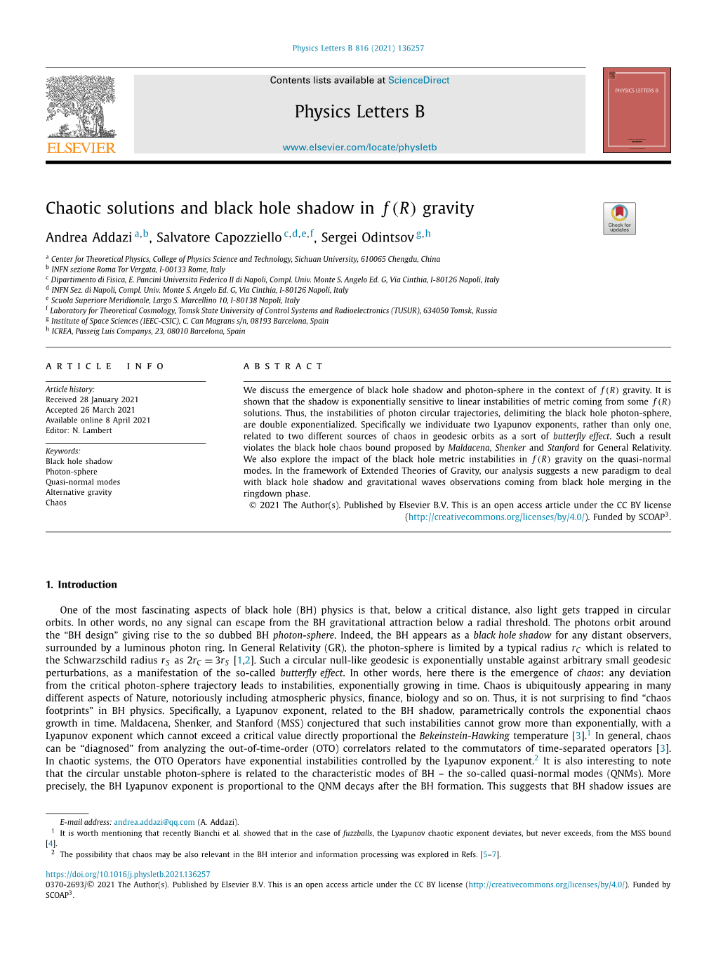 Chaotic Solutions and Black Hole Shadow in F(R) Gravity