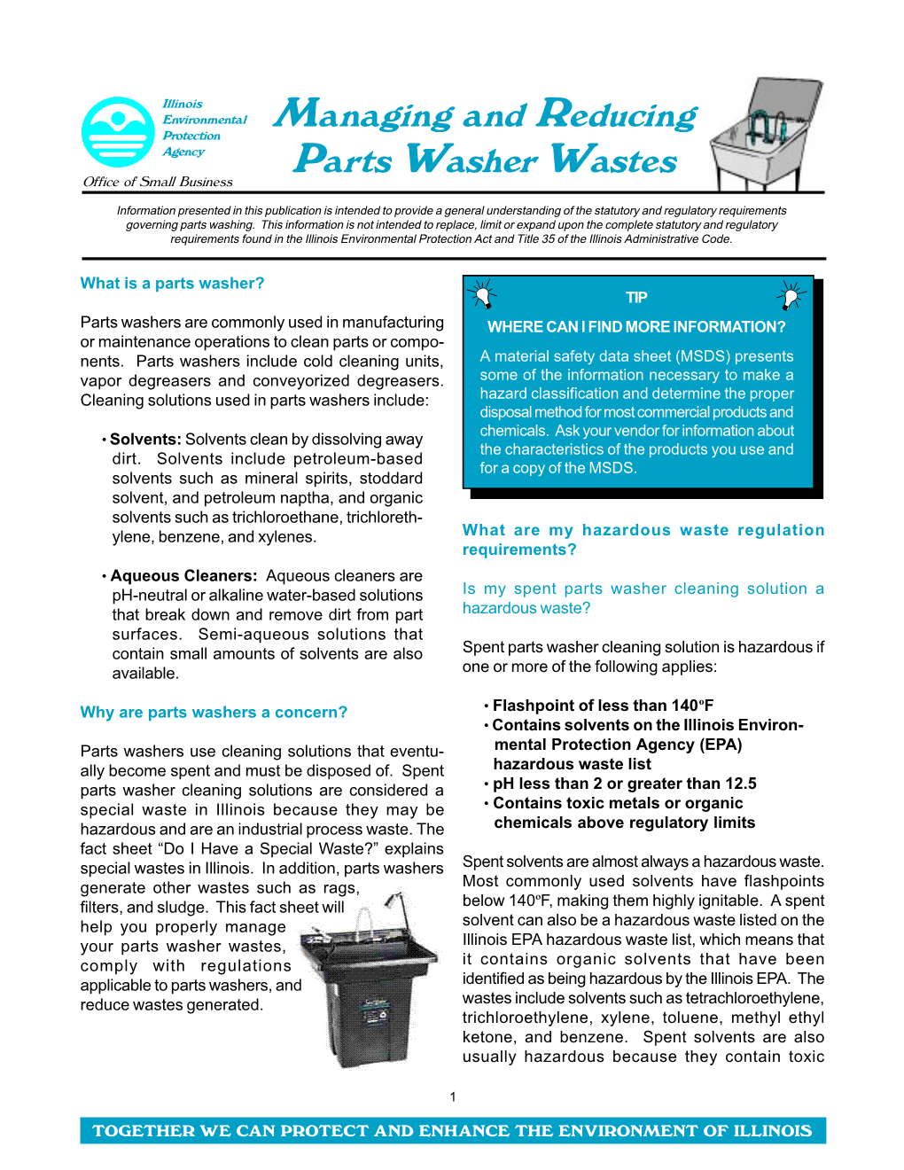 Managing and Reducing Parts Washer Wastes