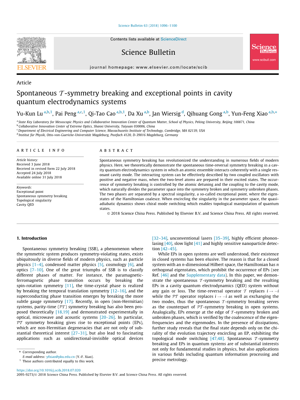 Spontaneous -Symmetry Breaking and Exceptional Points in Cavity Quantum Electrodynamics Systems