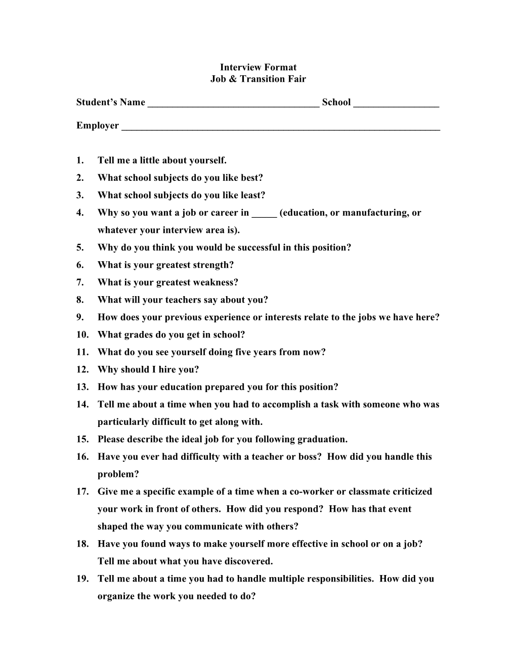 Interview Format