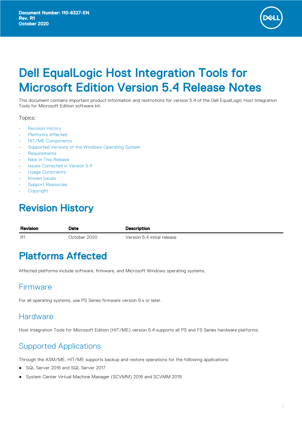 Dell Equallogic Host Integration Tools for Microsoft Edition Version 5.4