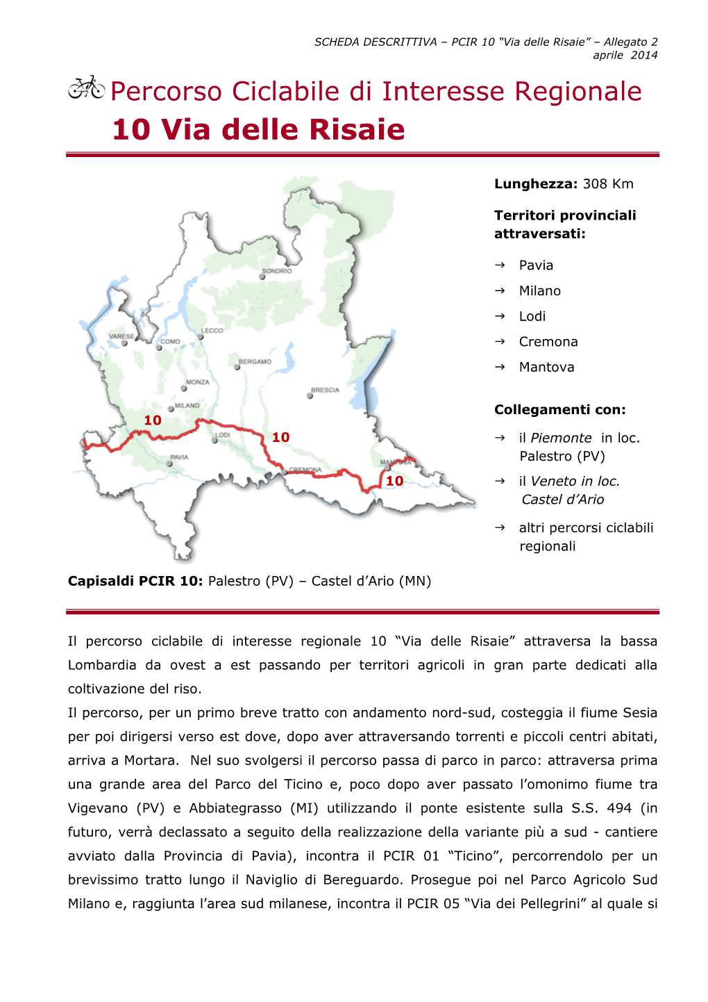 Percorso Ciclabile Di Interesse Regionale 10 Via Delle Risaie