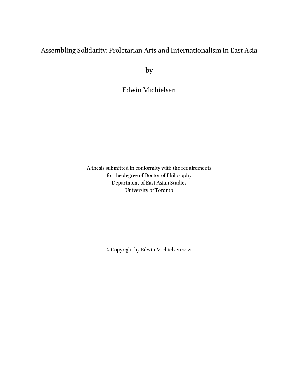 Proletarian Arts and Internationalism in East Asia by Edwin