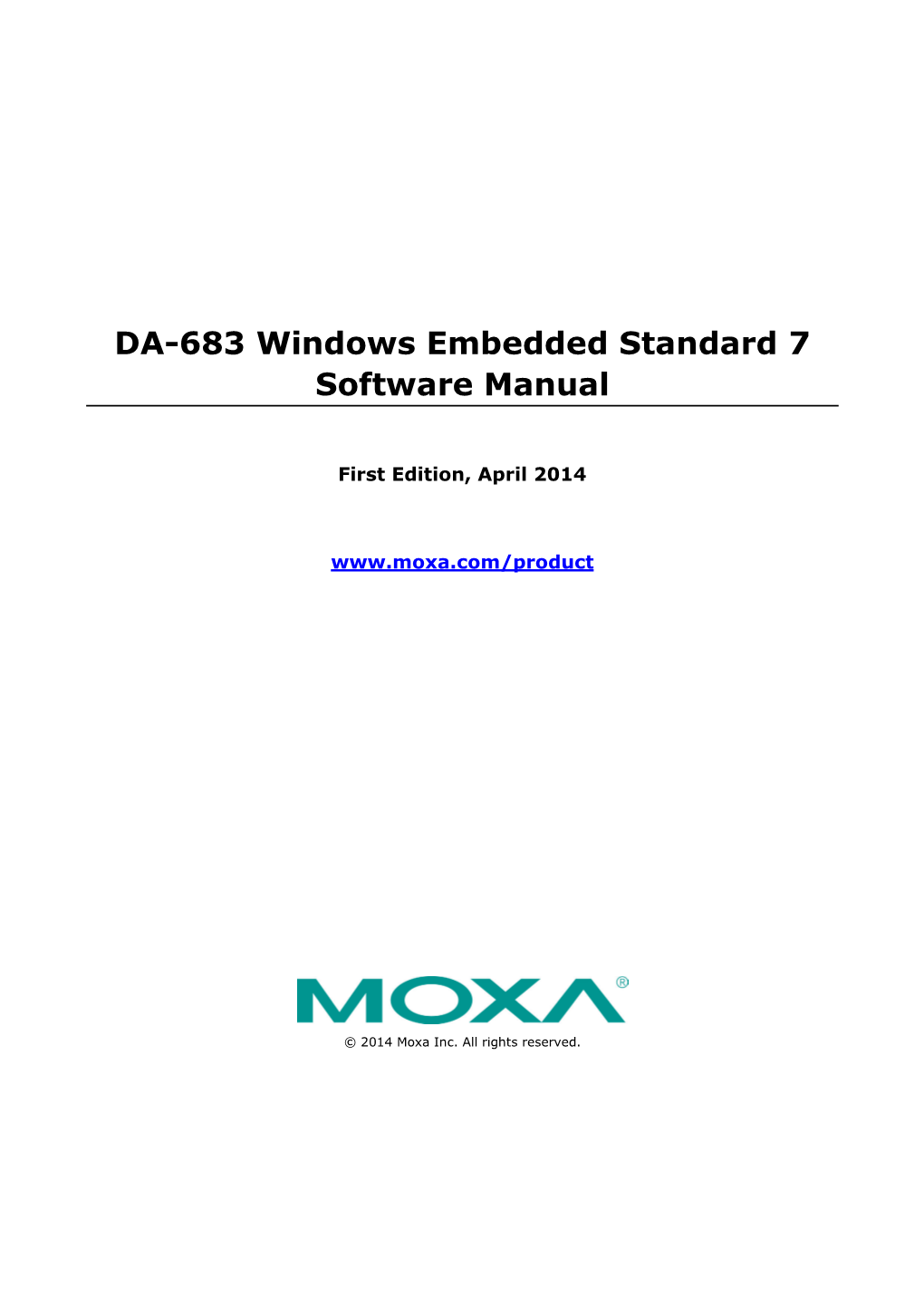 DA-683 Windows Embedded Standard 7 Software Manual