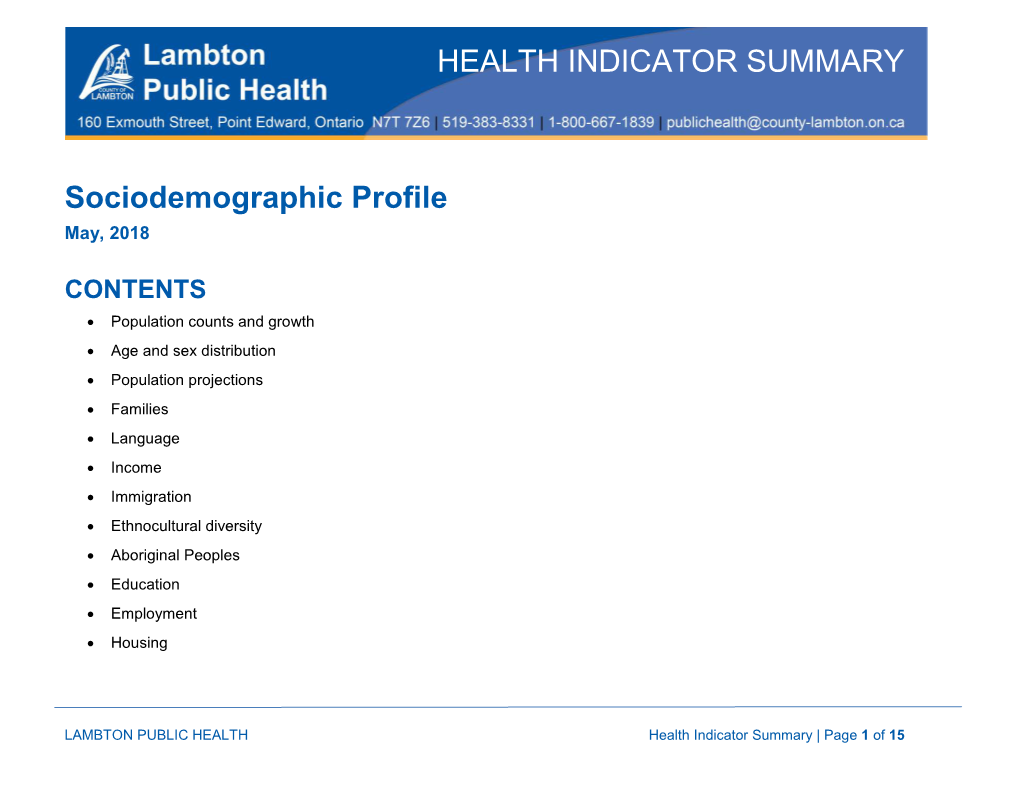 Health Indicator Summary