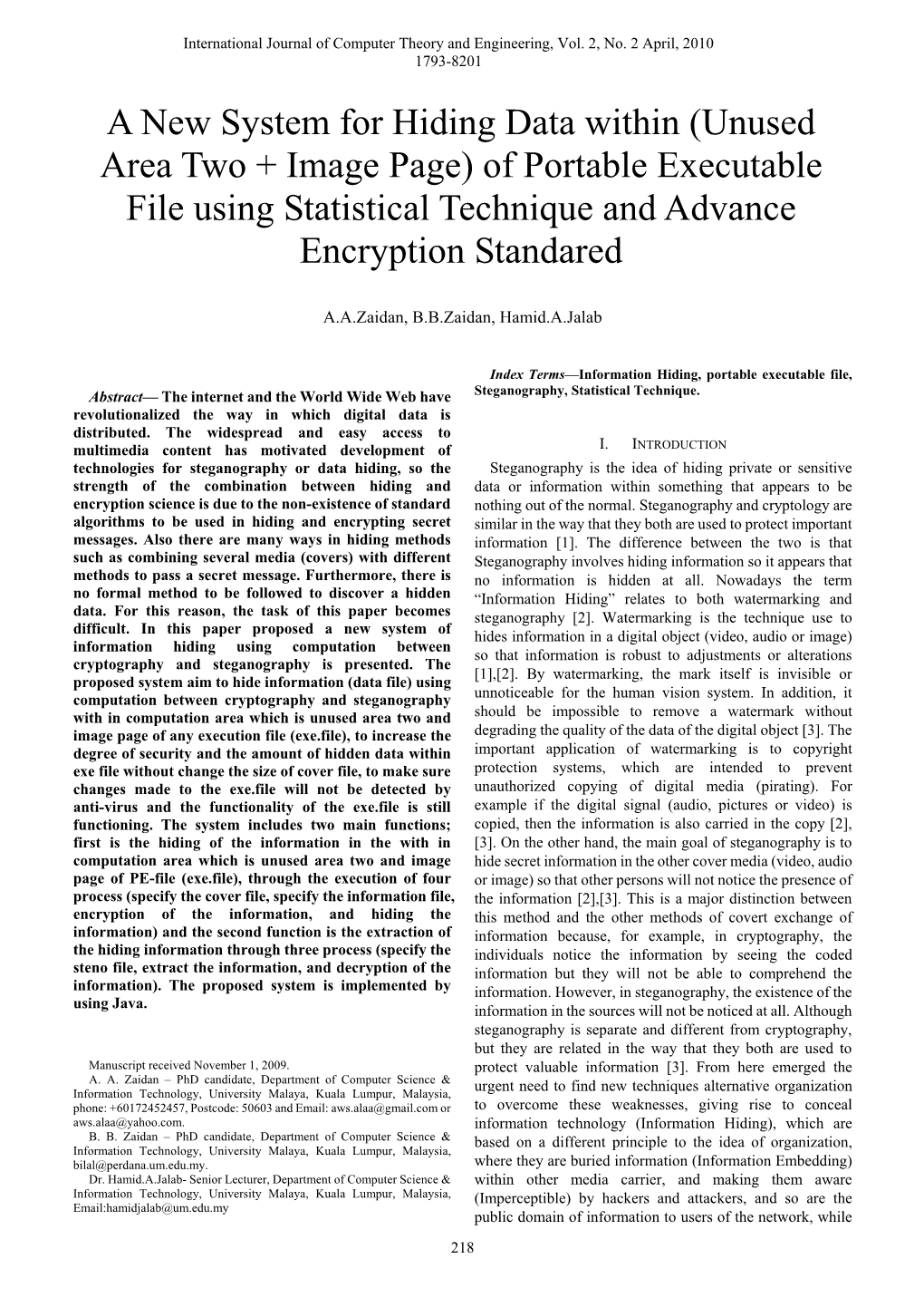 Of Portable Executable File Using Statistical Technique and Advance Encryption Standared