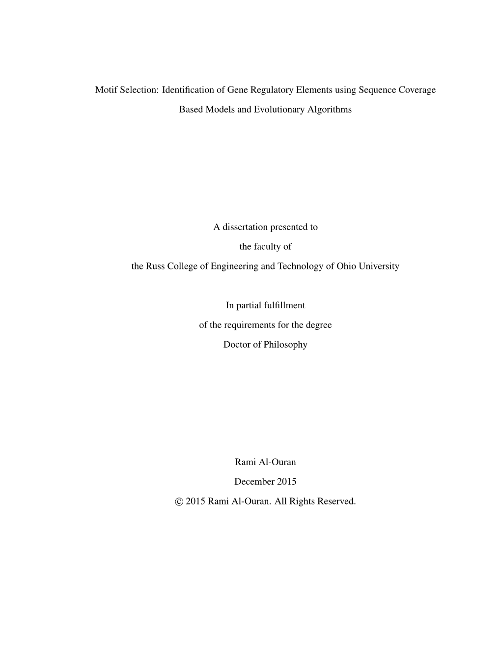 Motif Selection: Identification of Gene Regulatory Elements Using