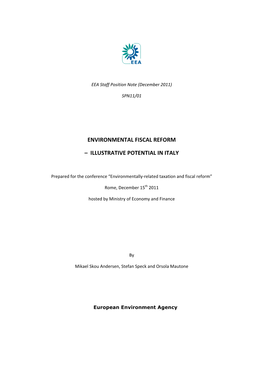 Environmental Fiscal Reform – Illustrative Potential In