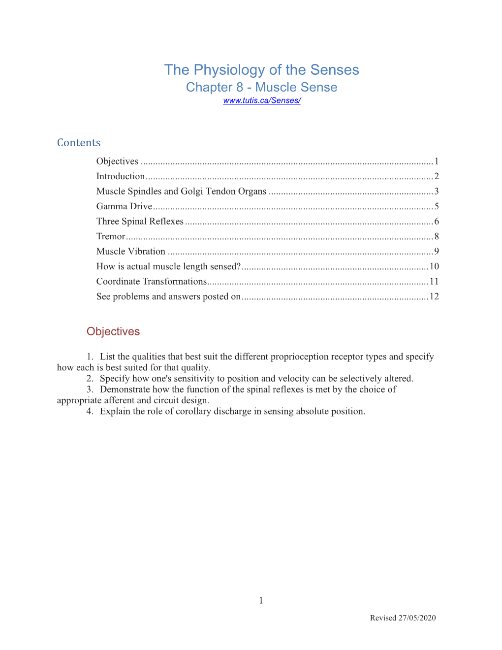 The Physiology of the Senses Chapter 8 - Muscle Sense