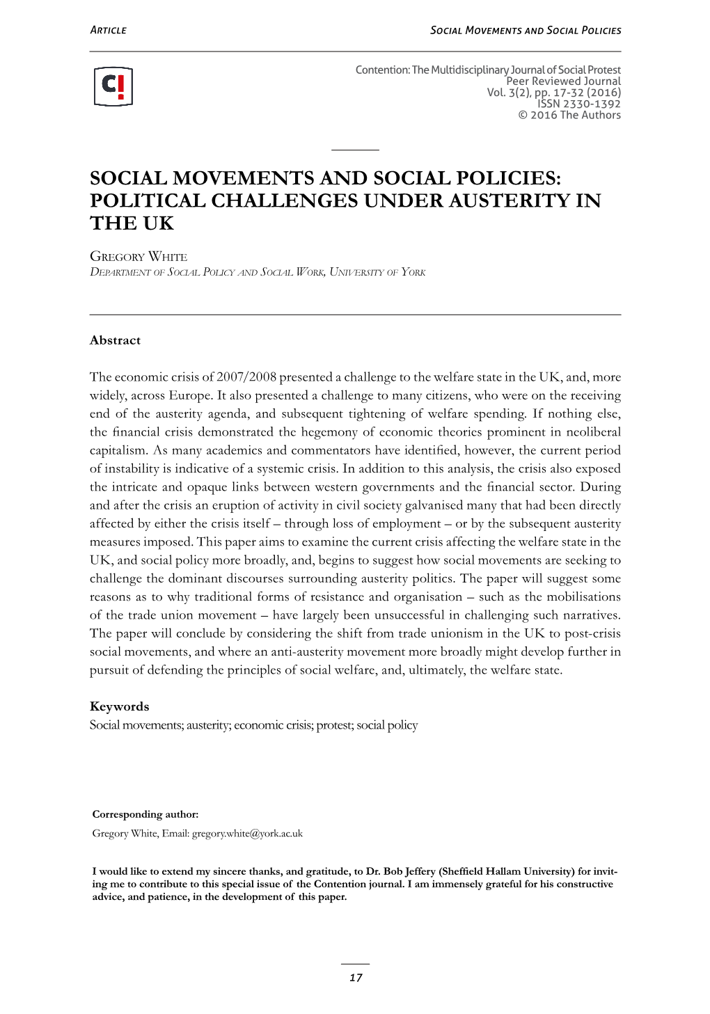 Social Movements and Social Policies