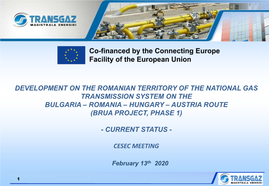 Development on the Romanian Territory of the National Gas Transmission System on the Bulgaria – Romania – Hungary – Austria Route (Brua Project, Phase 1)