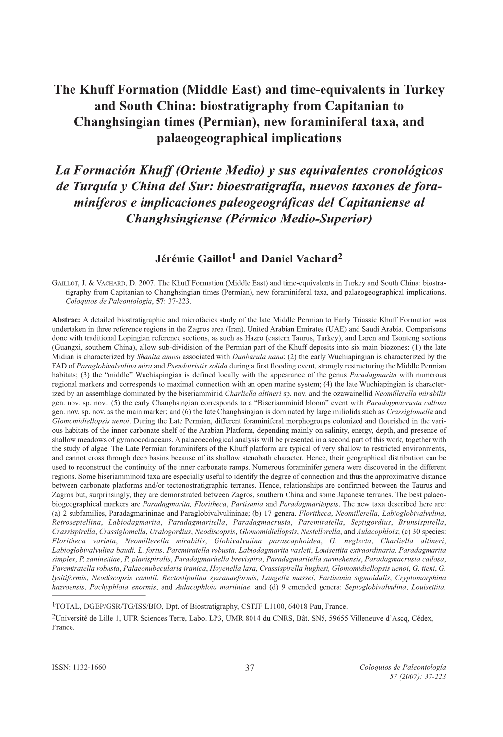 The Khuff Formation (Middle East) and Time-Equivalents in Turkey And