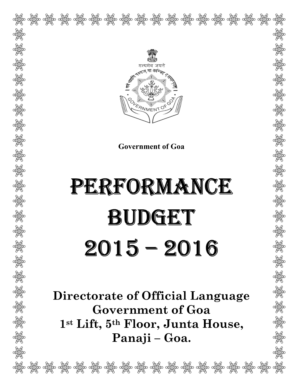 Performance Budget 2015 – 2016