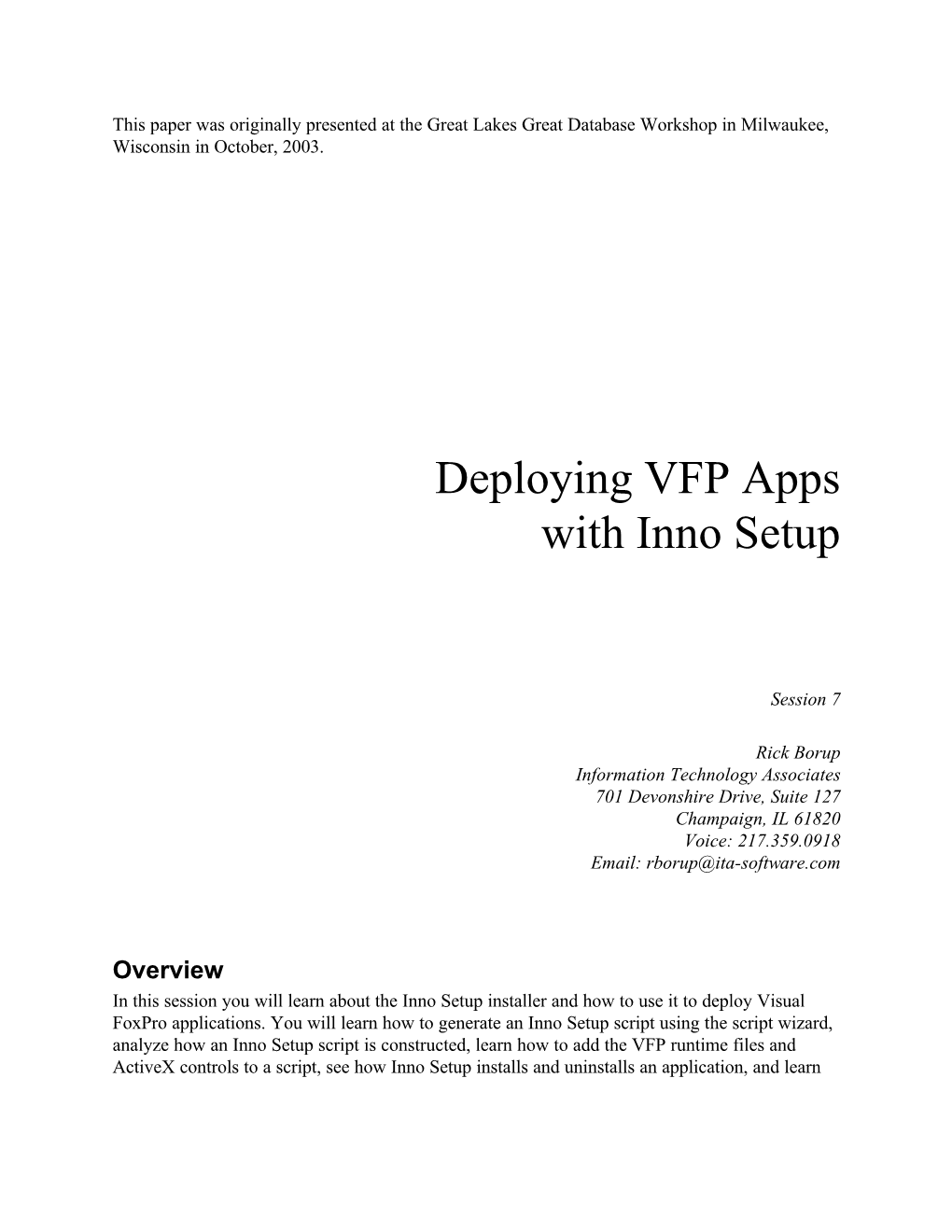 Deploying VFP Apps with Inno Setup