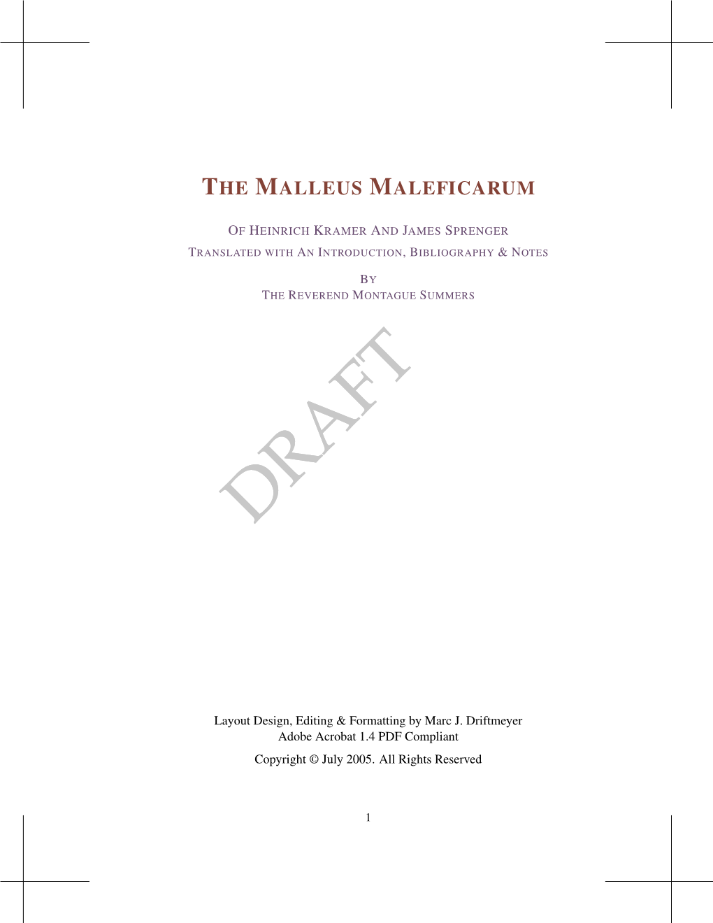 The Malleus Maleficarum