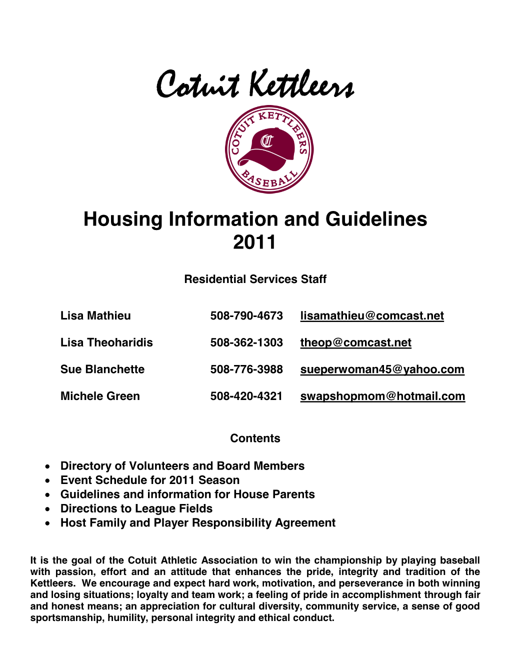 Housing Information and Guidelines 2011