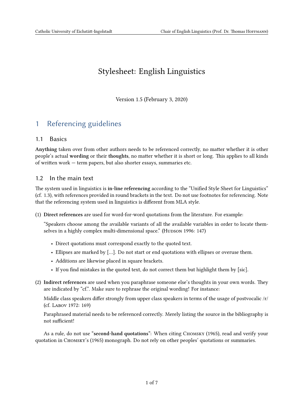 Stylesheet: English Linguistics
