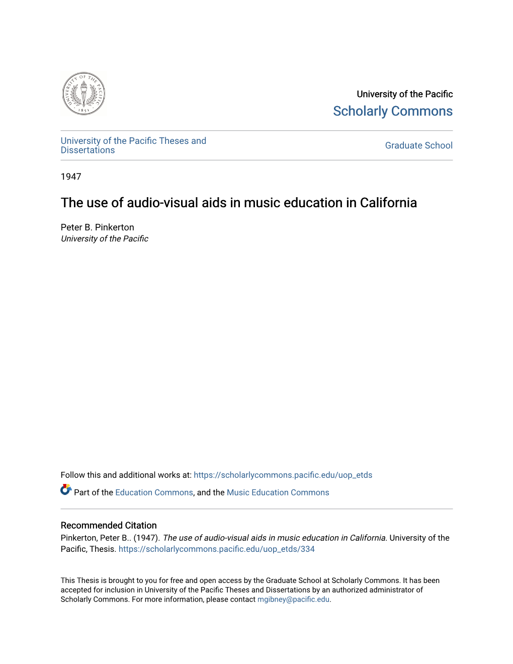 The Use of Audio-Visual Aids in Music Education in California