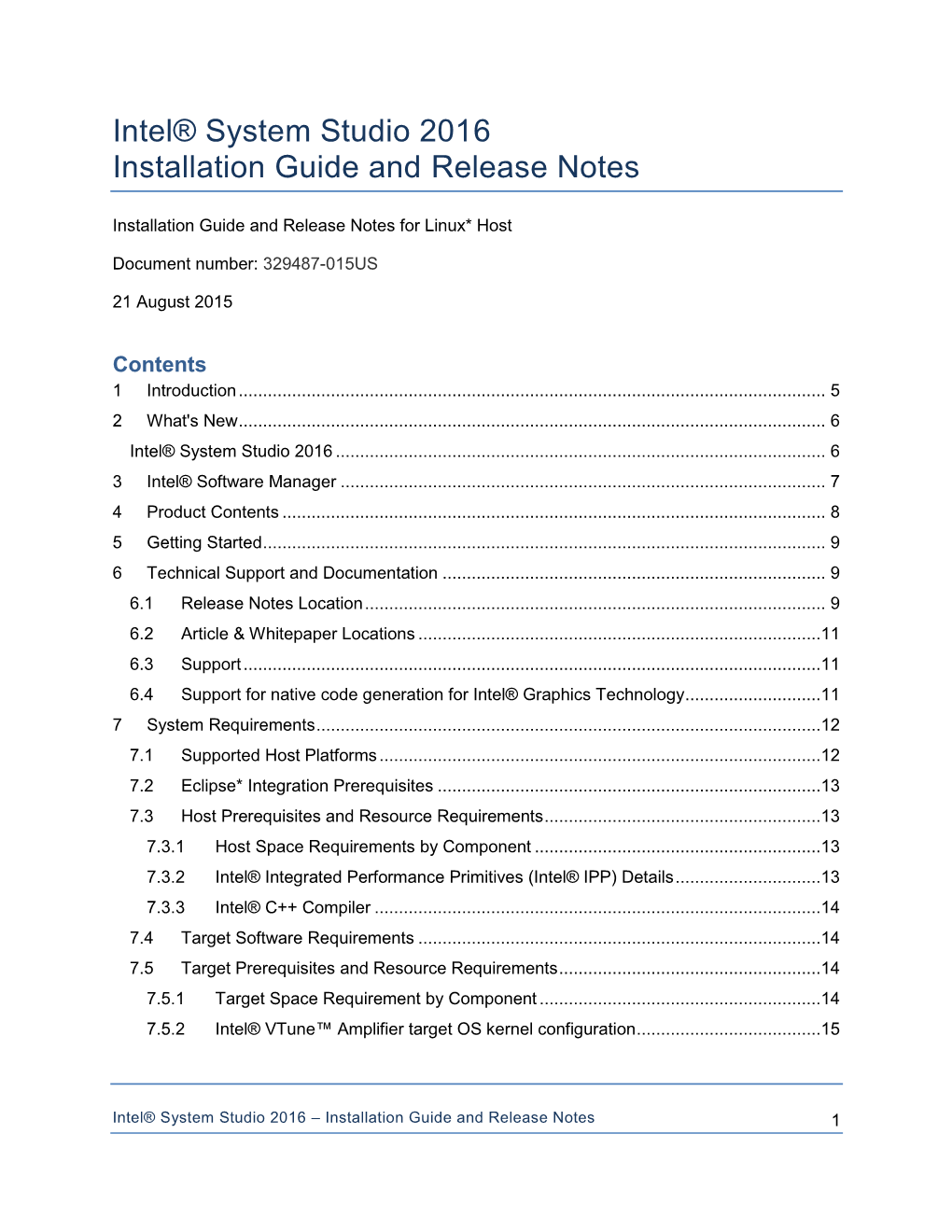 Intel(R) System Studio Release Notes and Installation Guide