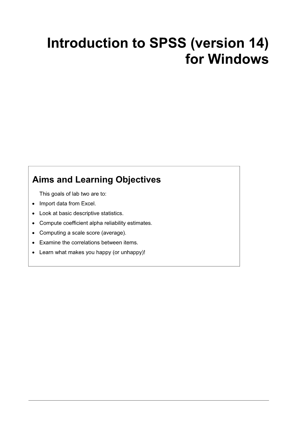 Introduction to SPSS (Version 14) for Windows s1