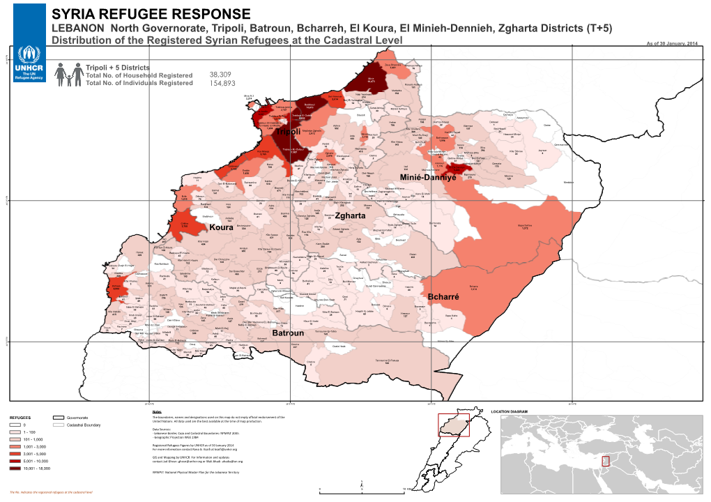 SYRIA REFUGEE RESPONSE LEBANON North Governorate, Tripoli, Batroun, Bcharreh, El Koura, El Minieh-Dennieh, Zgharta Districts (T+5)