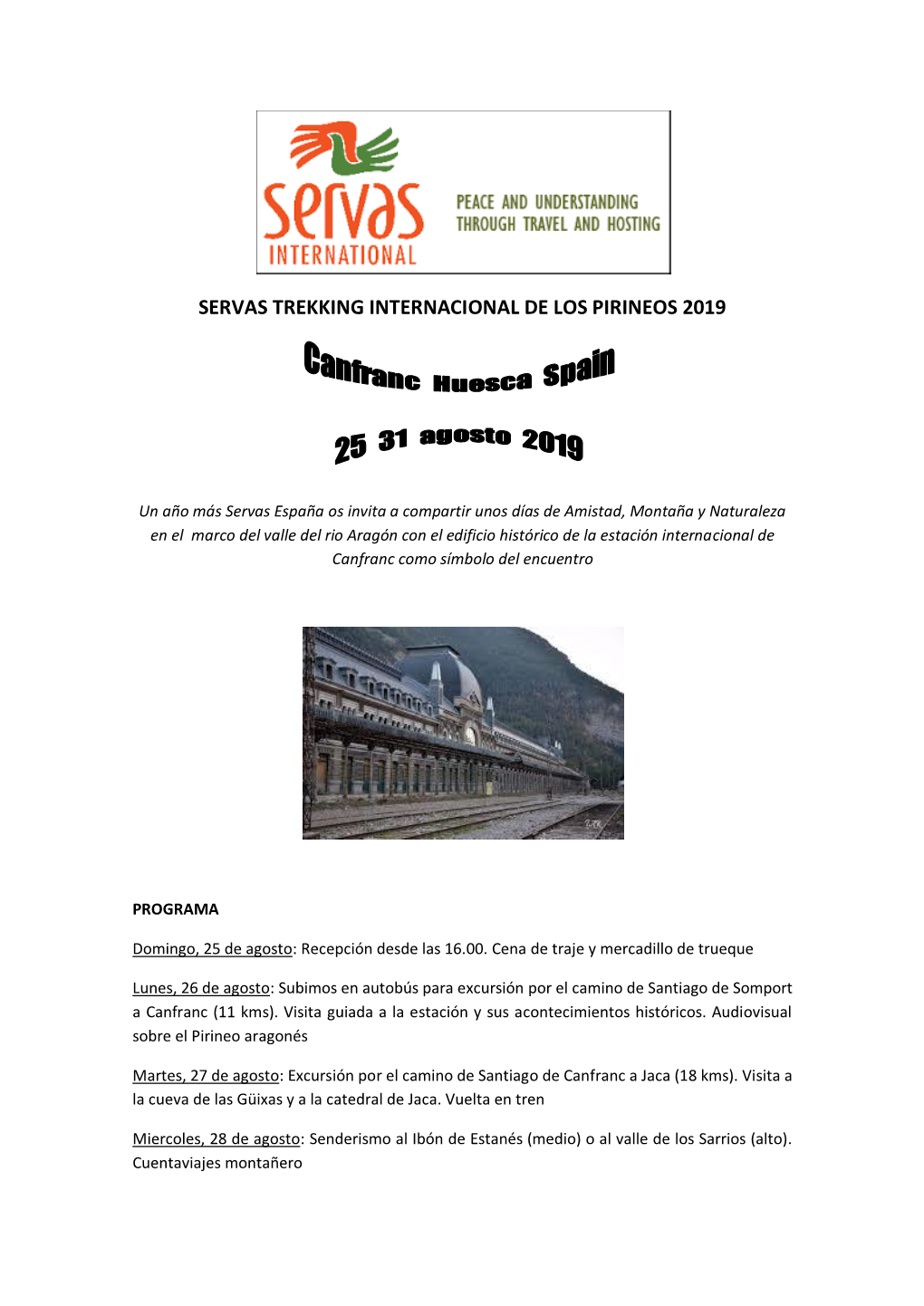 Servas Trekking Internacional De Los Pirineos 2019