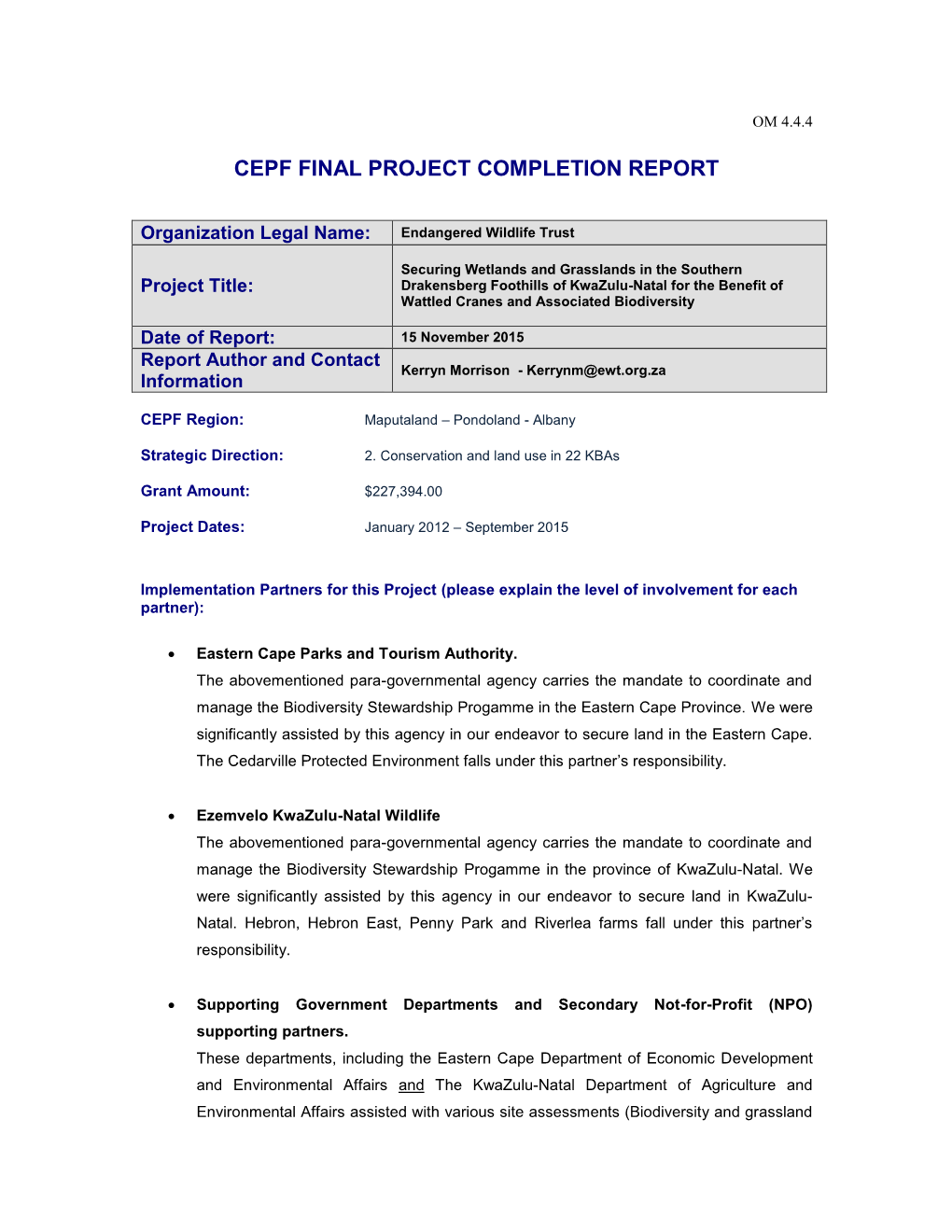 Final Project Completion Report