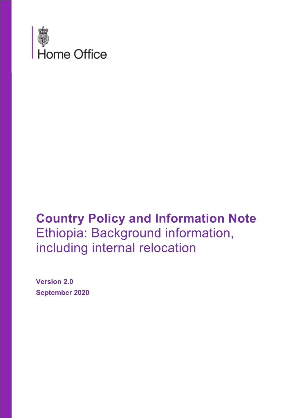 Country Policy and Information Note Ethiopia: Background Information, Including Internal Relocation